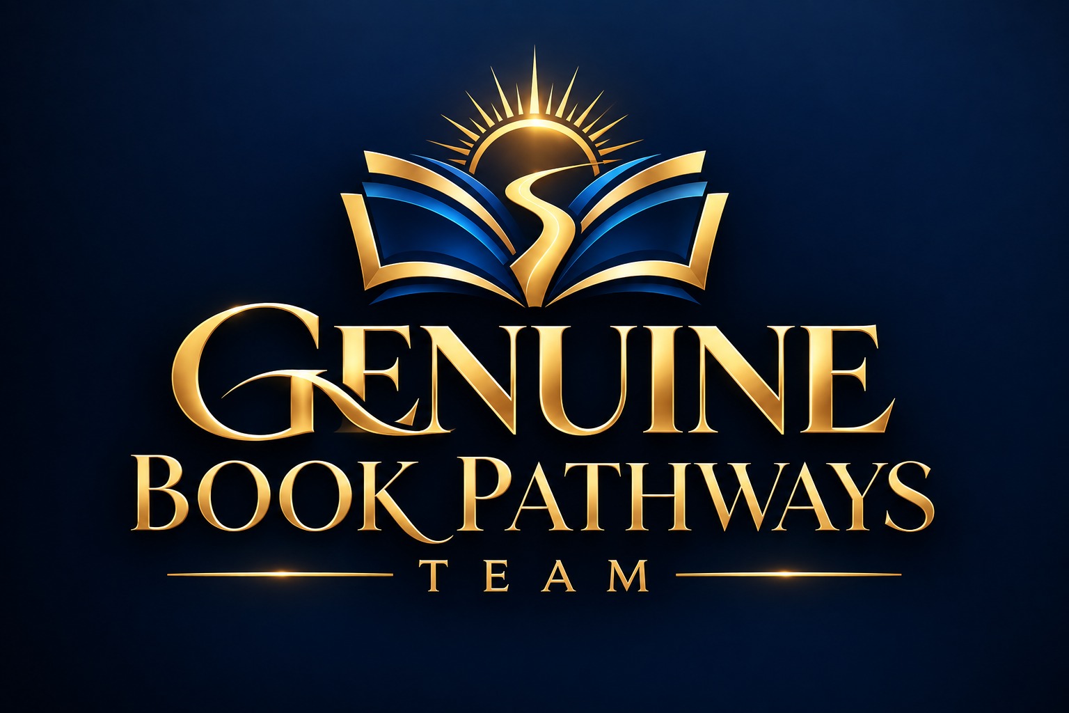 Genuine Book Pathways Team logo showing an open book, pathway, and sunrise